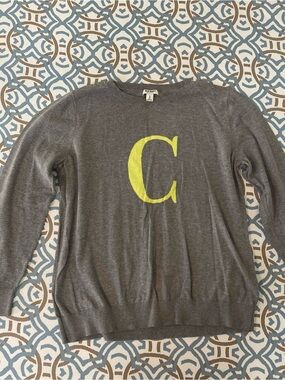 Old Navy Gray Crewneck Sweater with Yellow 'C' Monogram